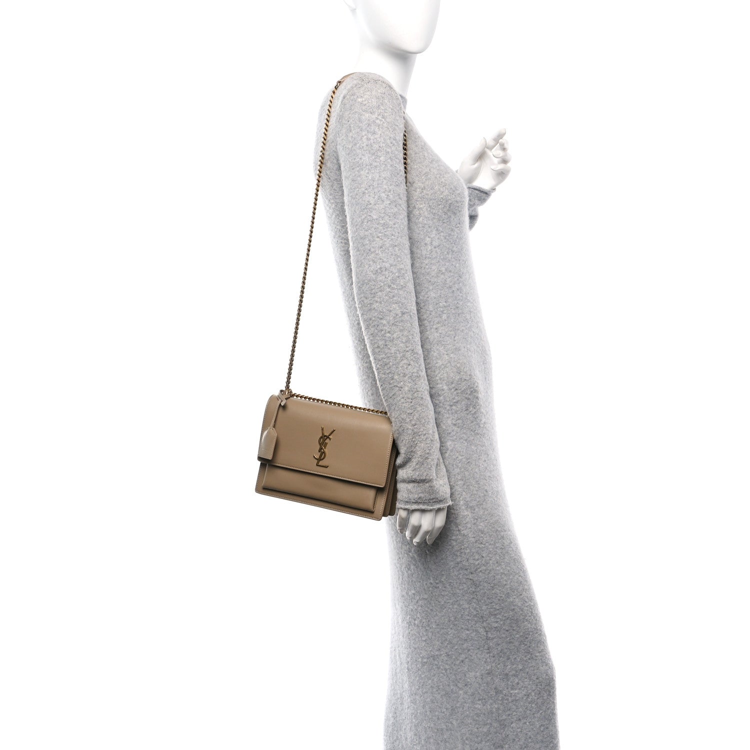 Saint Laurent Calfskin Medium Monogram Sunset Dark Latte 2 of 10