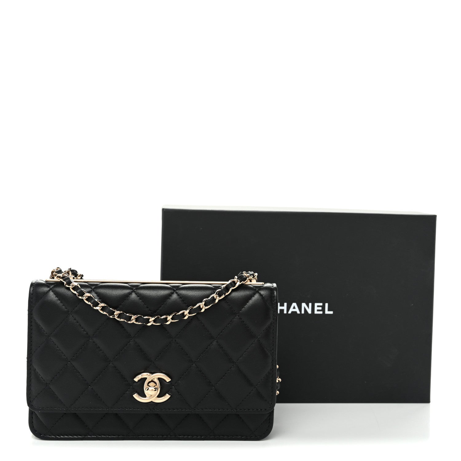 Chanel Lambskin Quilted Trendy CC Wallet On Chain WOC Black 13 of 13