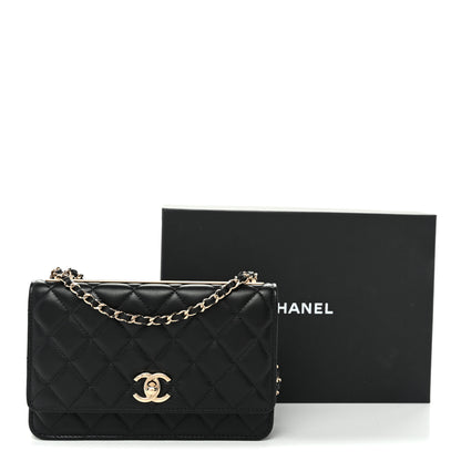 Chanel Lambskin Quilted Trendy CC Wallet On Chain WOC Black 13 of 13