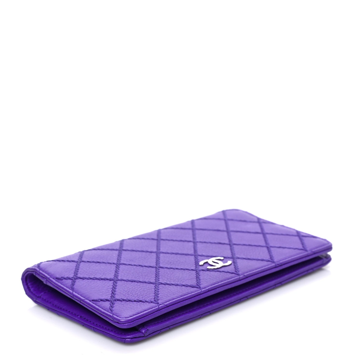 Chanel Calfskin Stitched Fancy CC Yen Wallet Purple 4 of 7