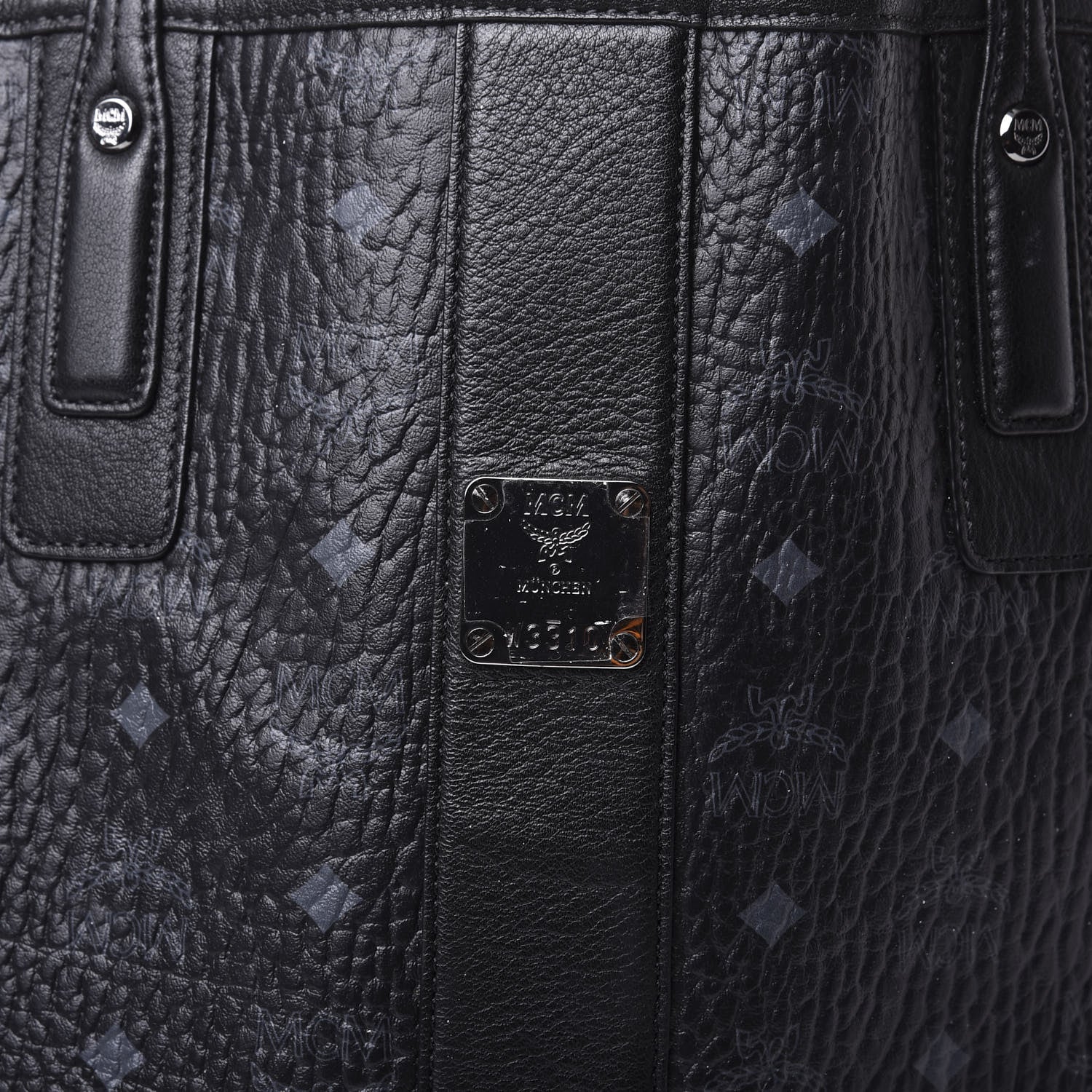 MCM Visetos Large Liz Reversible Shopper Tote Black 7 of 19