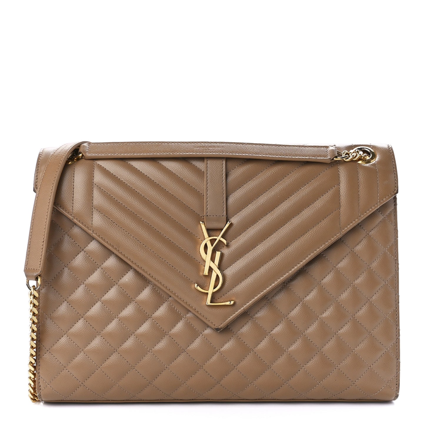 Grain De Poudre Textured Mixed Matelasse Triquilt Large Monogram Satchel Cork
