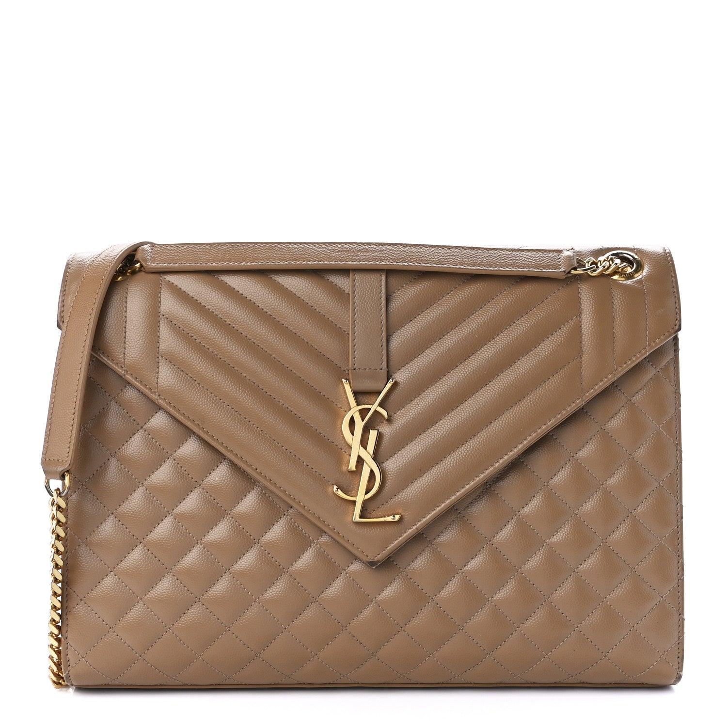 Saint Laurent Grain De Poudre Textured Mixed Matelasse Triquilt Large Monogram Satchel Cork 1 of 14