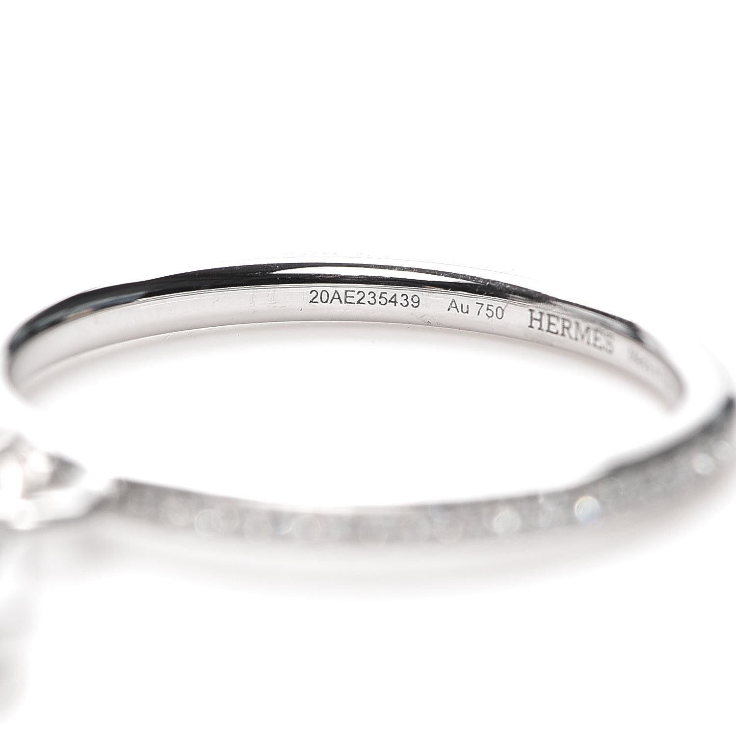Hermes 18K White Gold Diamond Kelly Clochette Ring 50 5.25 5 of 6