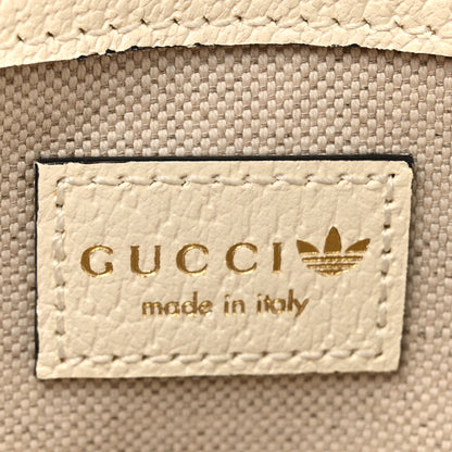 Gucci X ADIDAS Textured Dollar Calfskin Web Trefoil Mini Horsebit 1955 Shoulder Bag Off White Black 5 of 10