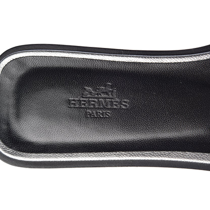 Hermes Metallic Epsom Oran Sandals 38 Argent 6 of 9