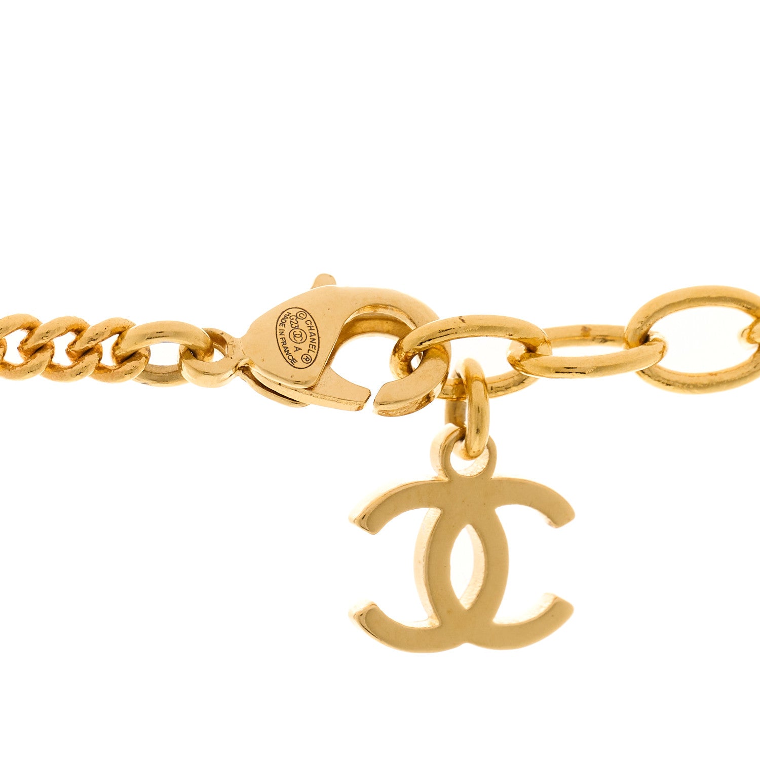 Chanel Metal Pearl Crystal CC Dakar Pendant Necklace Gold White 5 of 5