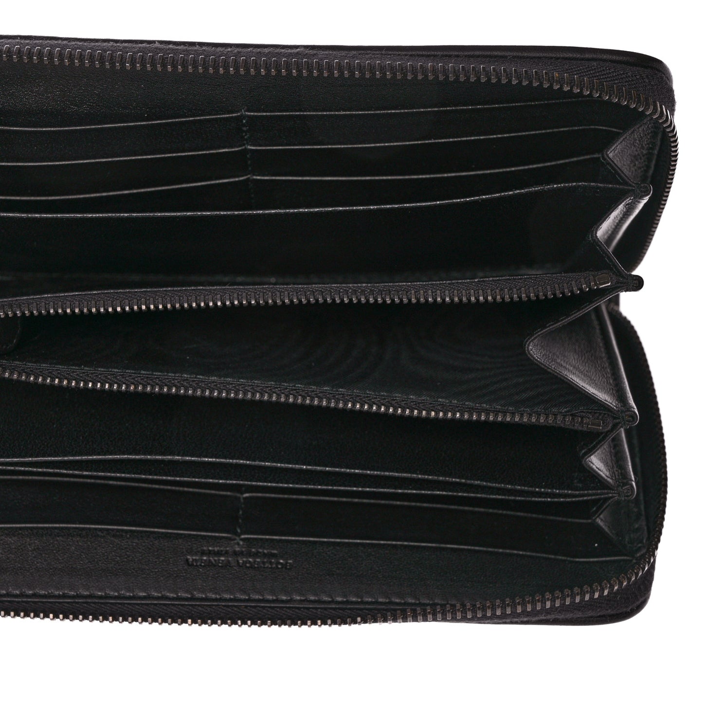 Nappa Intrecciato Zip Around Wallet Black