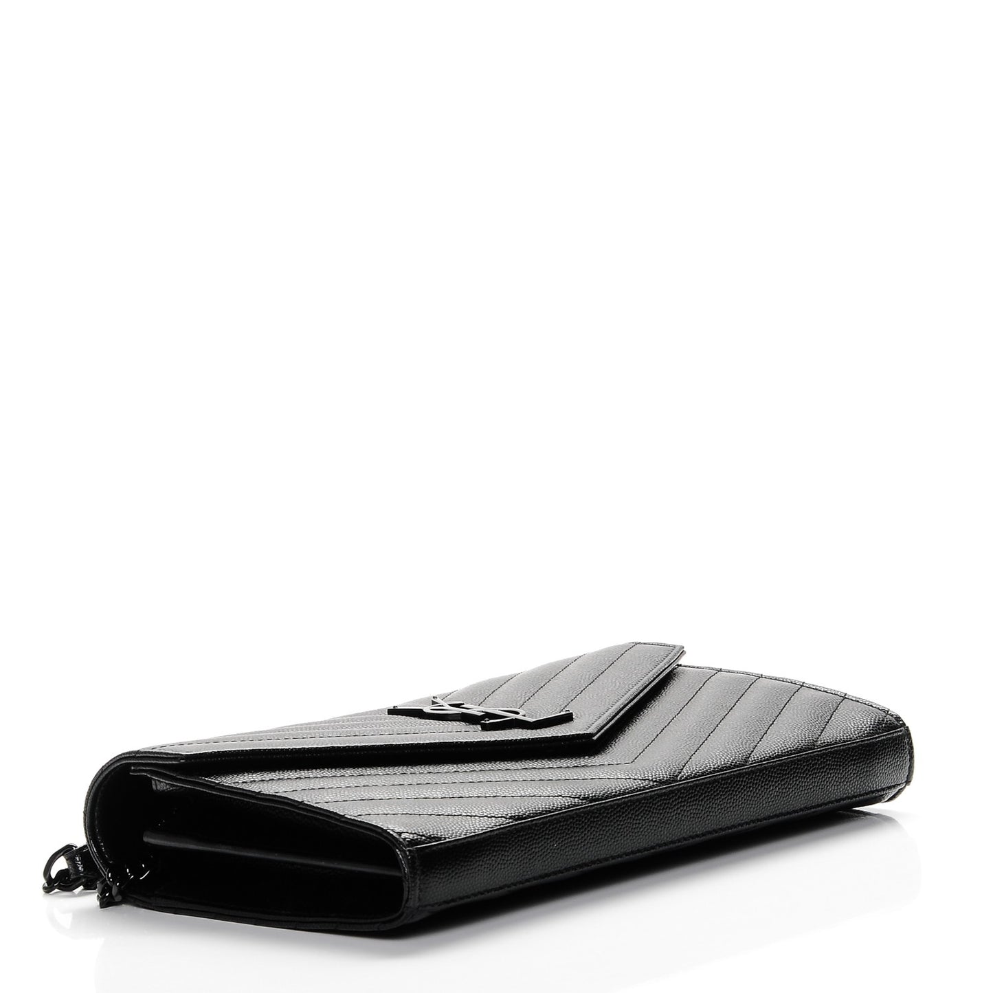 Grain De Poudre Matelasse Chevron Monogram Chain Wallet Black