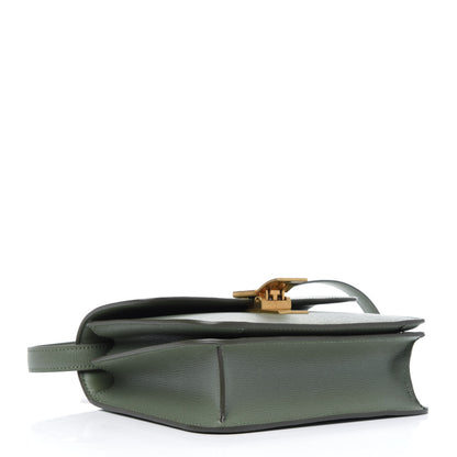 Celine Liege Calfskin Teen Classic Box Flap Bag Dark Olive 3 of 4