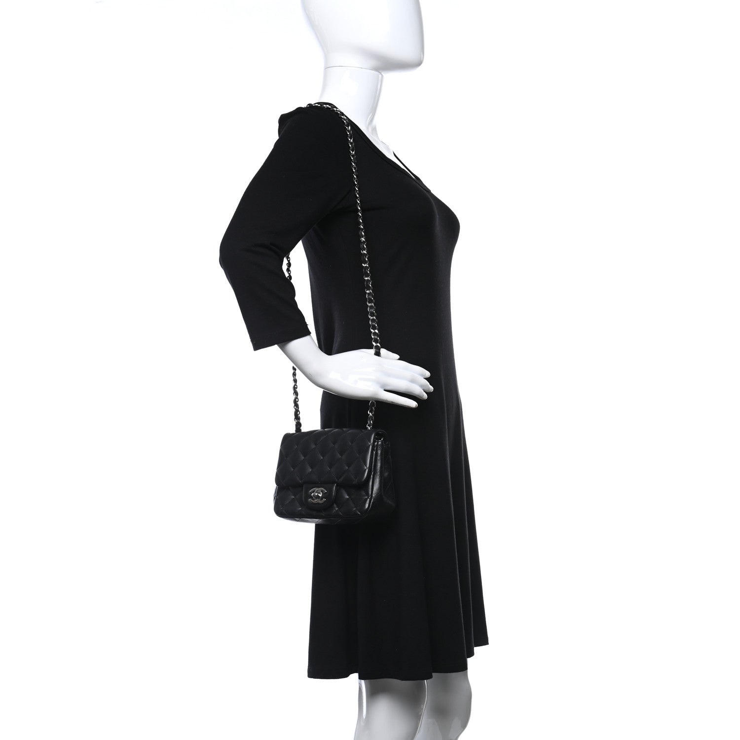 Chanel Lambskin Quilted Mini Square Flap Black 2 of 9