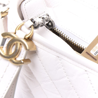 Chanel Aged Calfskin Chevron Quilted Small Gabrielle Hobo White 8 of 9