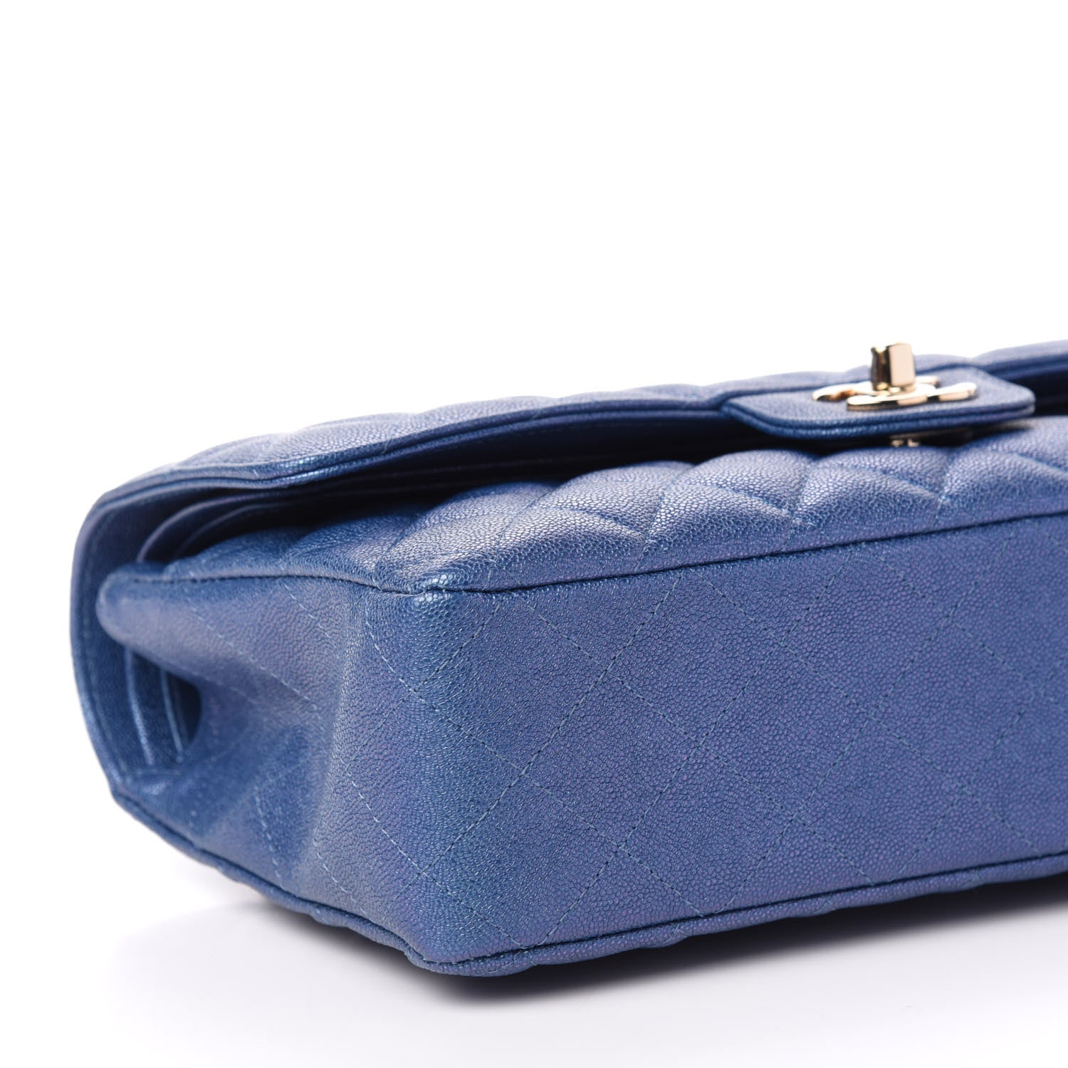 Chanel Iridescent Caviar Quilted Medium Double Flap Dark Blue 8 of 11