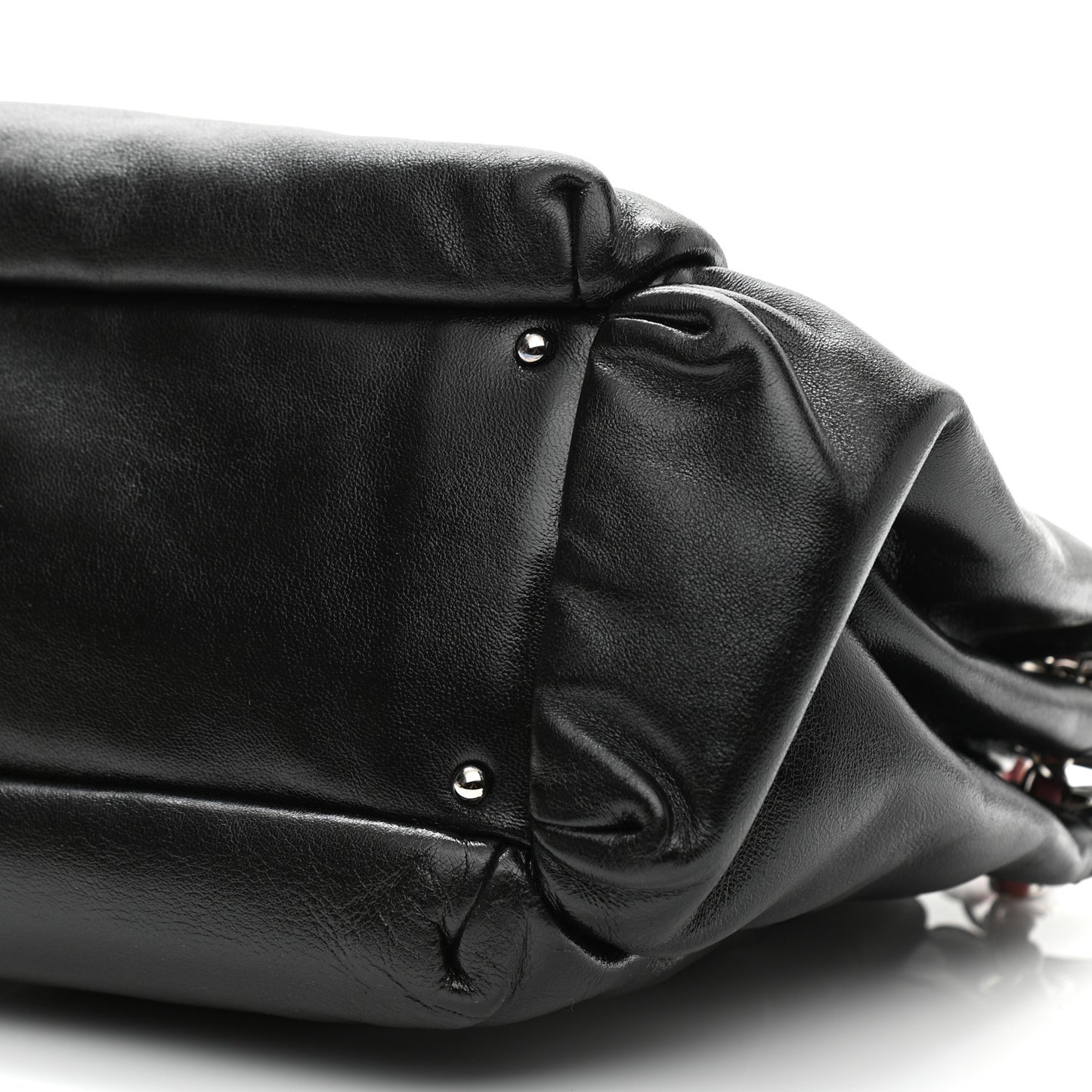 Lambskin Lax Accordion Hobo Black Pink