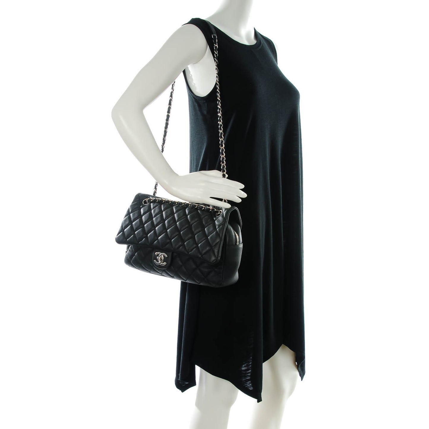 Caviar Quilted Jumbo Easy Flap Black