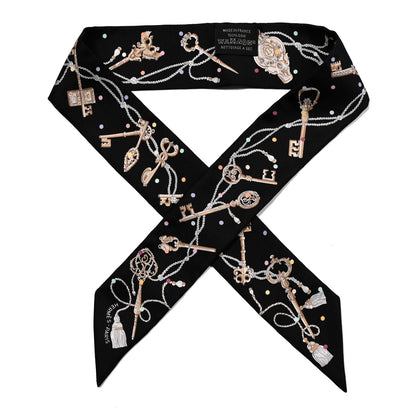 Hermes Silk Les Cles A Pois Twilly Black Beige Rose Multicolor 1 of 4