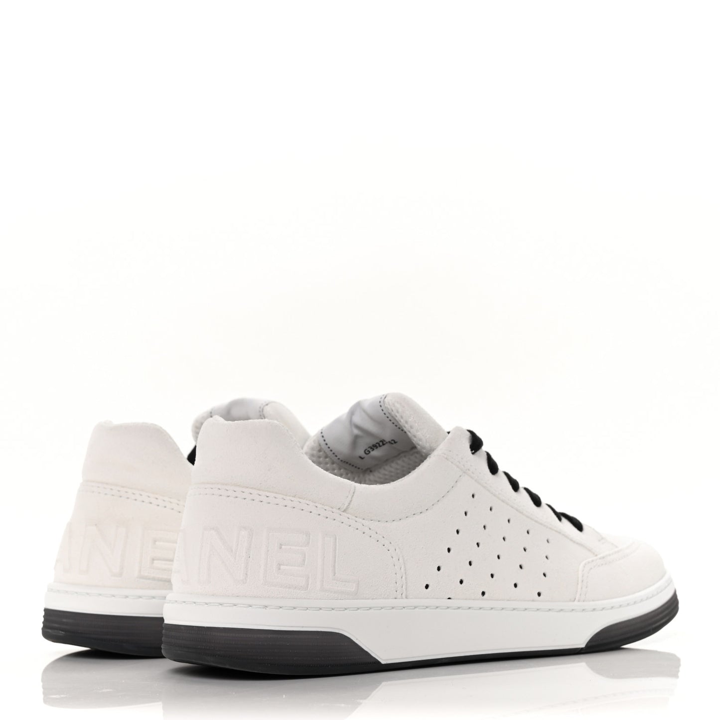 Calfskin Mens Logo Sneakers 42 Black White