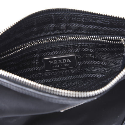 Prada Tessuto Nylon Calfskin Chain Pochette Black 7 of 8