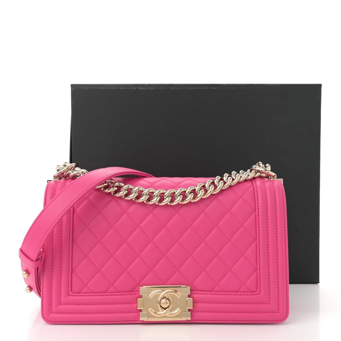 Lambskin Quilted Medium Boy Flap Pink