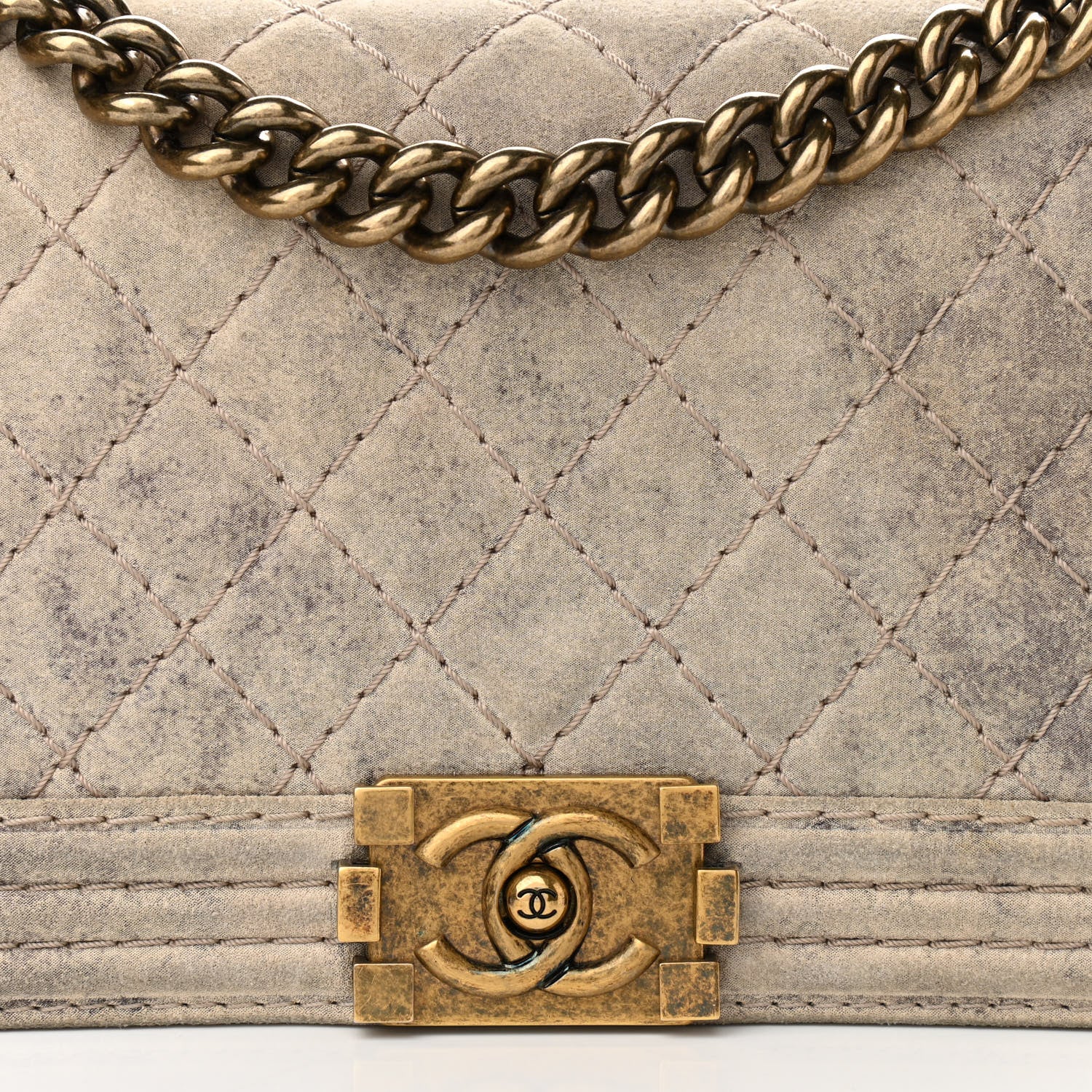 Chanel Iridescent Calfskin Quilted Medium Boy Flap Beige 7 of 9