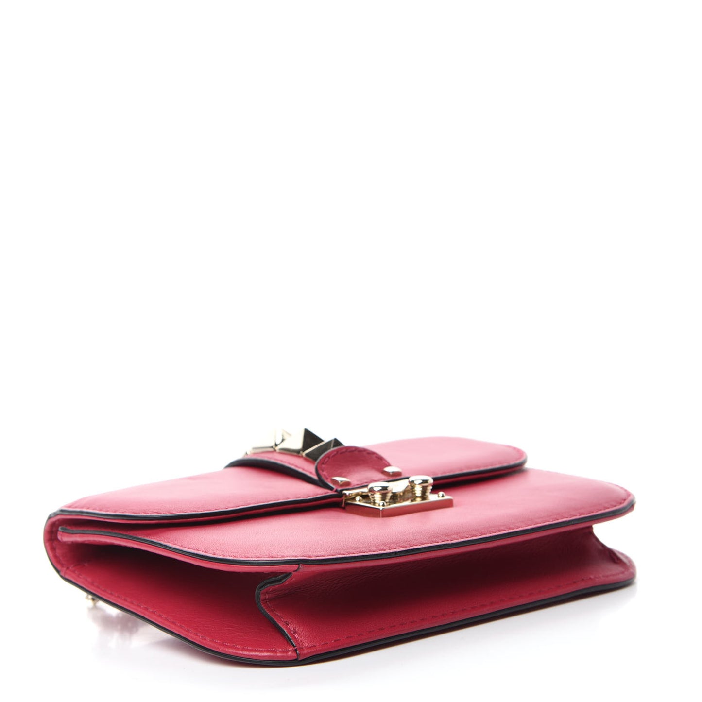 Vitello Small Glam Lock Rockstud Flap Cyclamin