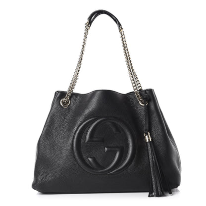 Gucci Pebbled Calfskin Medium Soho Chain Shoulder Bag Black 1 of 10
