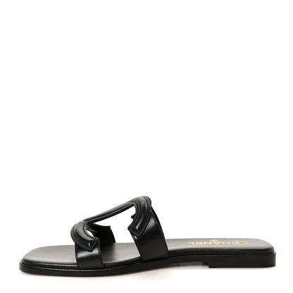 Chanel Lambskin CC Cut Out Mules Sandals 40 Black 1 of 10