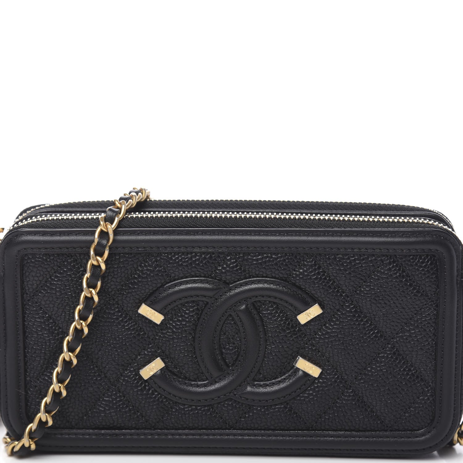 Chanel Caviar Quilted CC Filigree Clutch With Chain Black 11 of 14