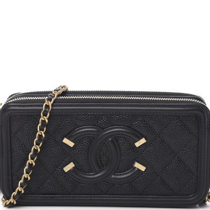 Chanel Caviar Quilted CC Filigree Clutch With Chain Black 11 of 14