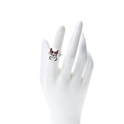 Gucci Sterling Silver Enamel Orso Ring 53 6.25 2 of 7