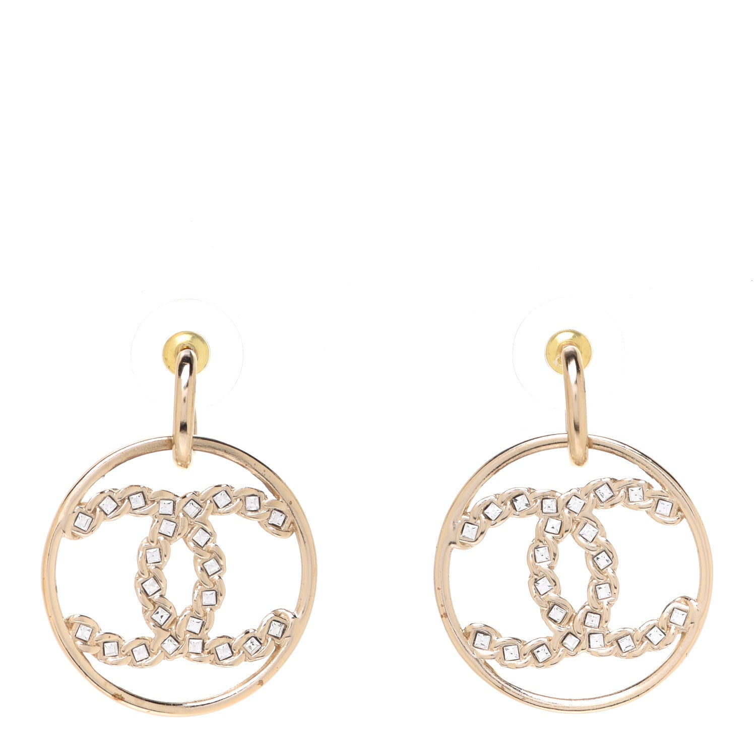 Chanel Baguette Crystal High Society CC Drop Earrings Gold 1 of 5