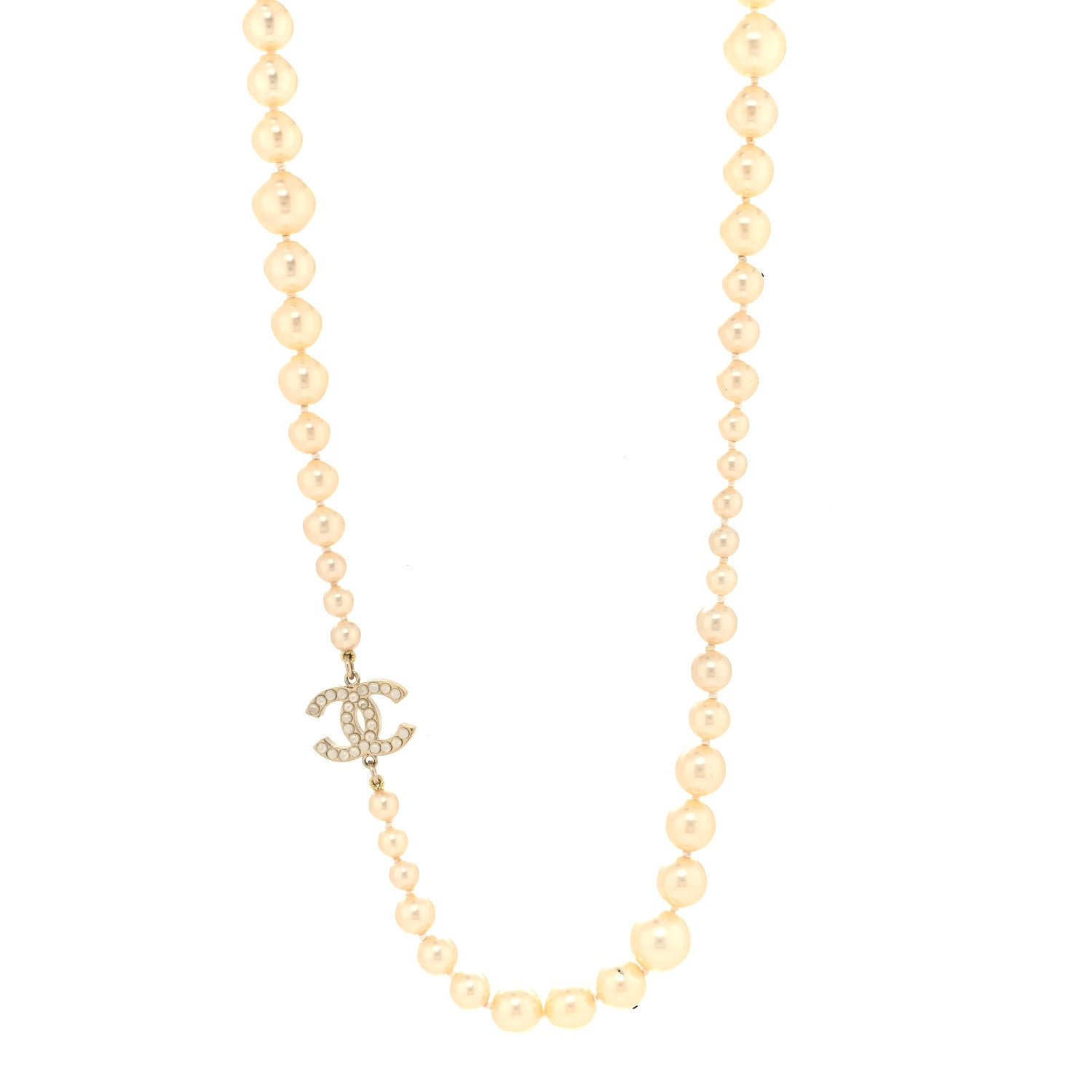 Chanel Graduated Pearl CC Long Necklace Gold 1 of 5
