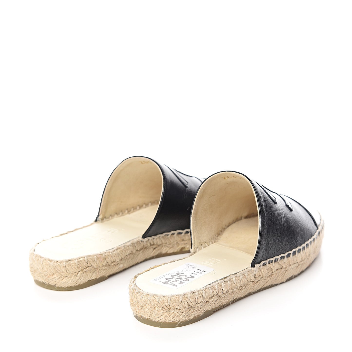 Iridescent Goatskin Patent CC Espadrille Mules 35 Black