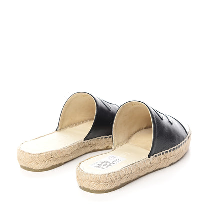 Chanel Iridescent Goatskin Patent CC Espadrille Mules 35 Black 4 of 11