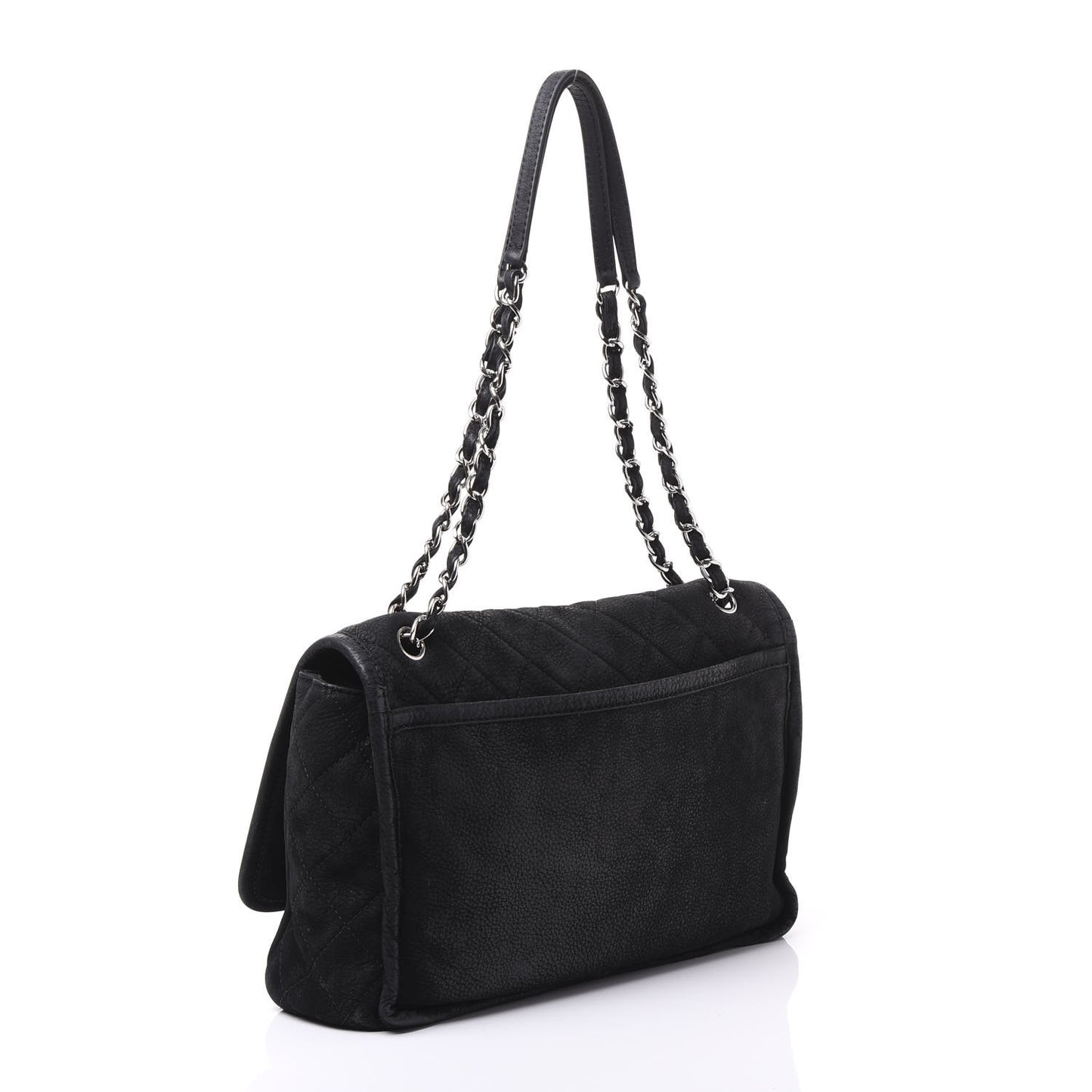 Ultra Soft Suede Calfskin Large Natural Beauty Flap Black