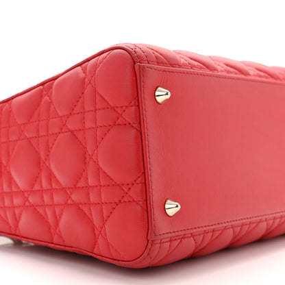 Christian Dior Lambskin Cannage Medium Lady Dior Red 9 of 10