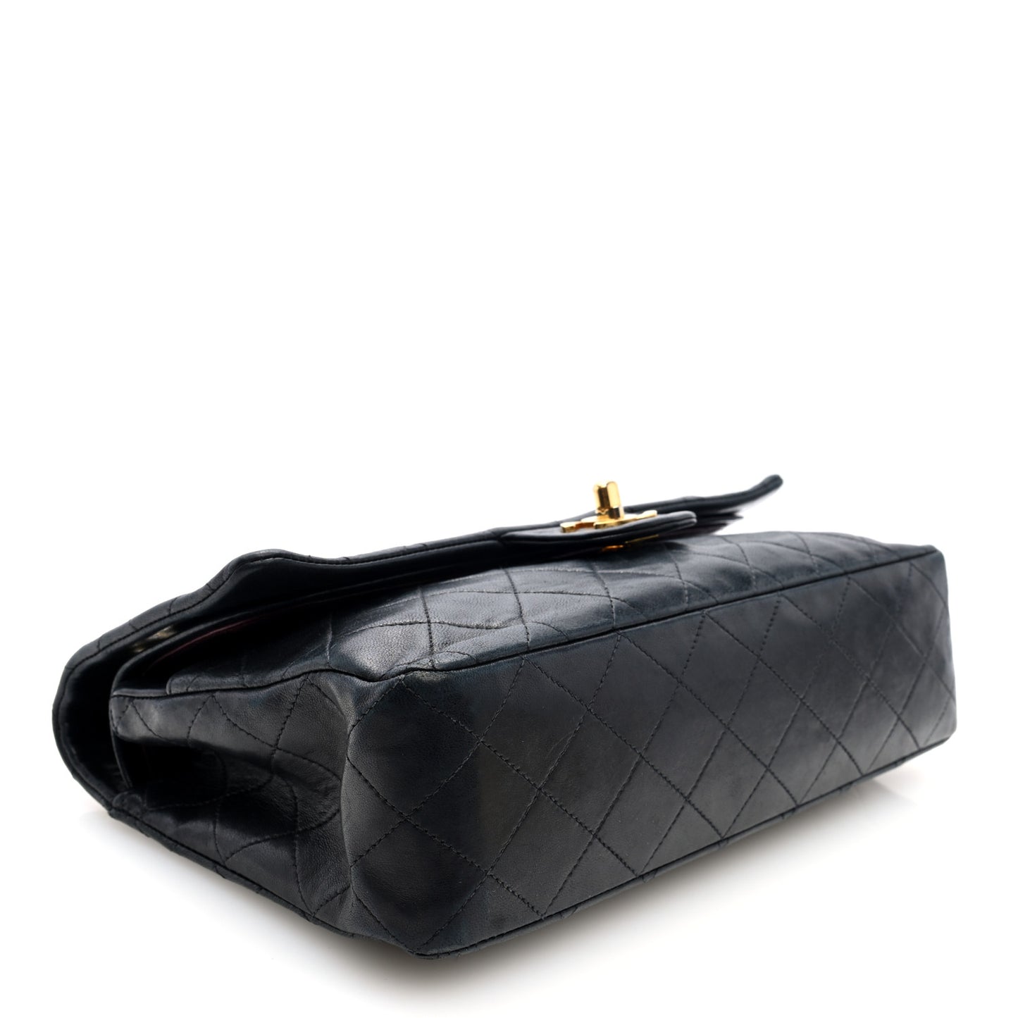 Lambskin Quilted Medium Double Flap Black