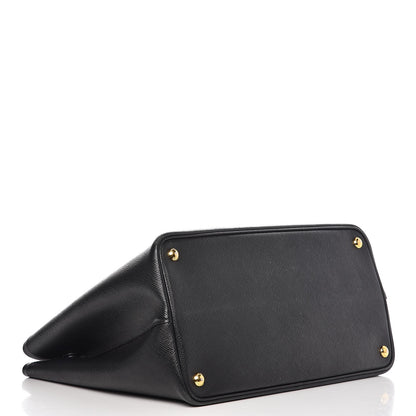 Prada Saffiano Cuir Large Double Bag Black Mughetto 3 of 8