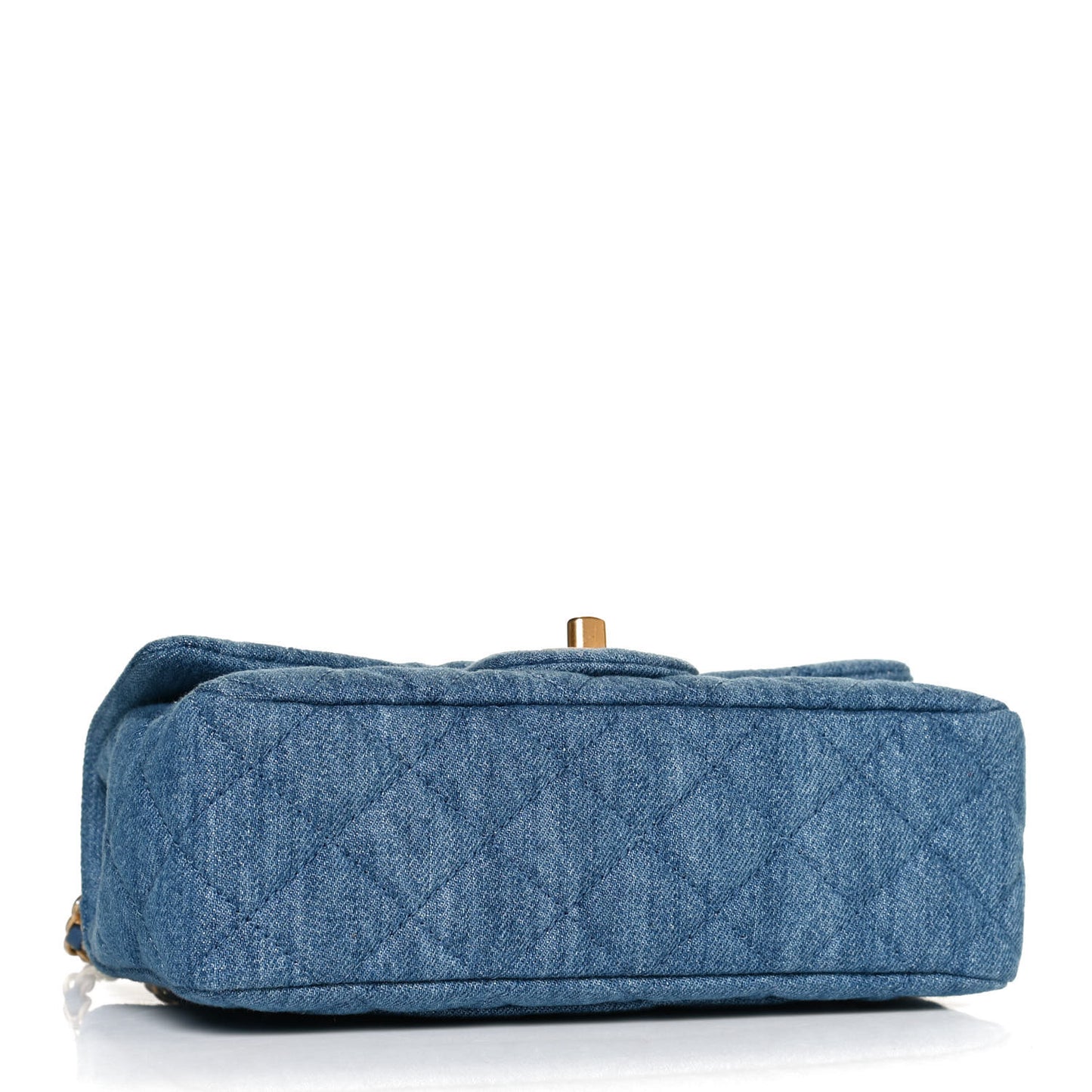 Denim Quilted Mini Pearl Crush Rectangular Flap Blue