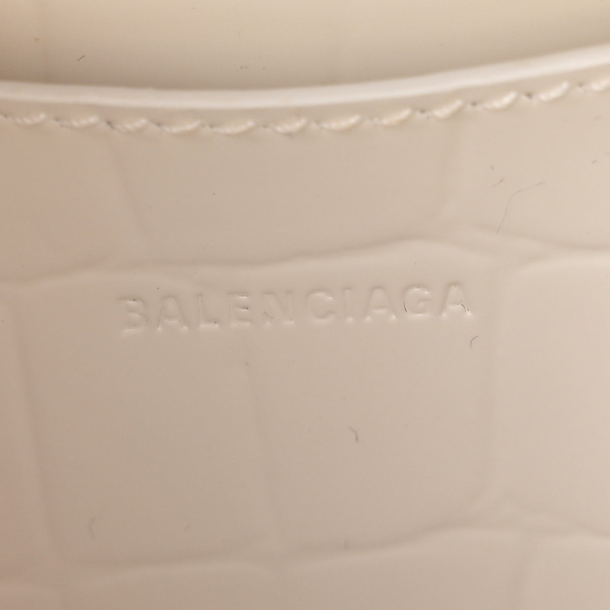 Balenciaga Semi Shiny Calfskin Crocodile Embossed Neo Classic Silver Hardware Mini City White 6 of 9