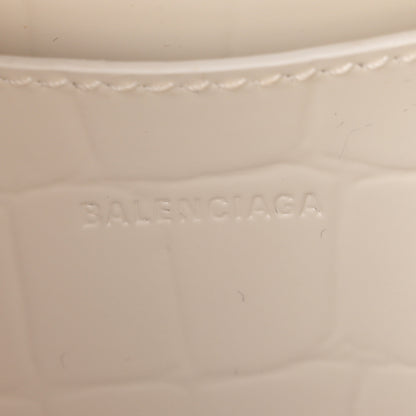 Balenciaga Semi Shiny Calfskin Crocodile Embossed Neo Classic Silver Hardware Mini City White 6 of 9