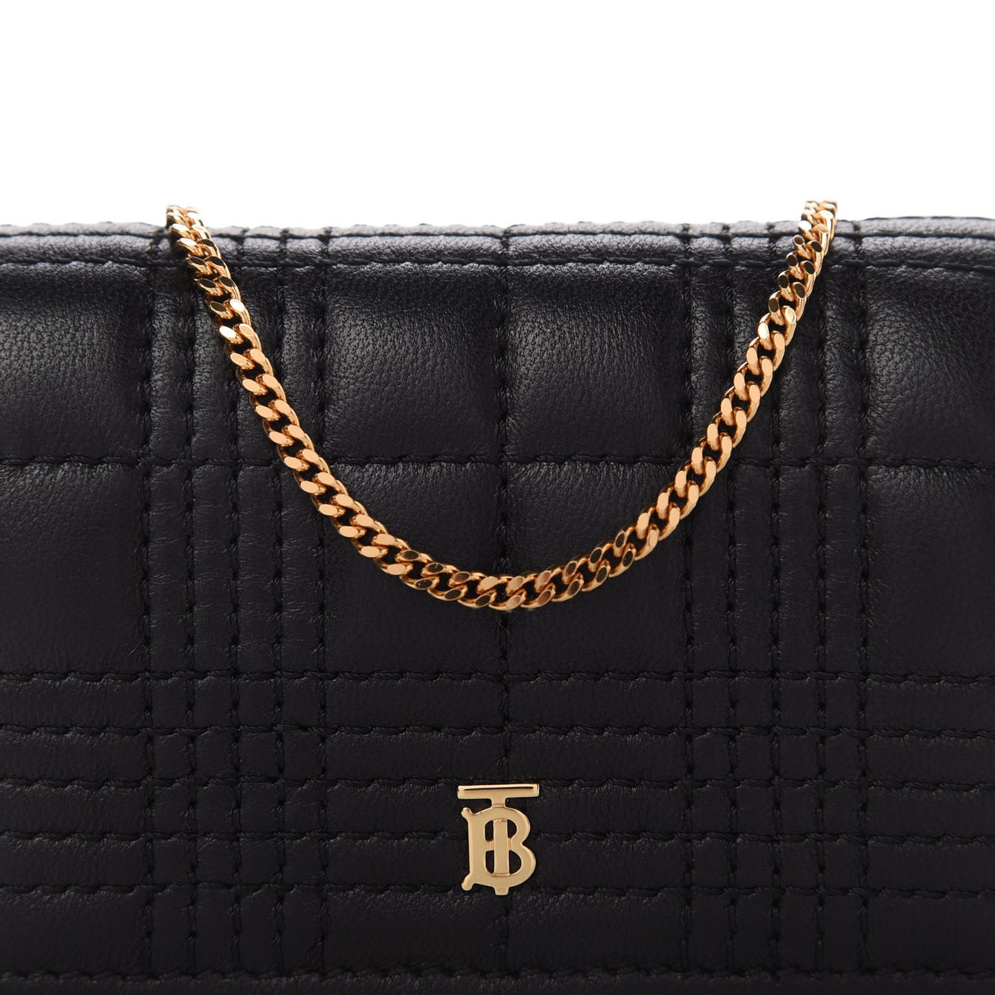 Lambskin Quilted Card Case With Detachable Strap Black