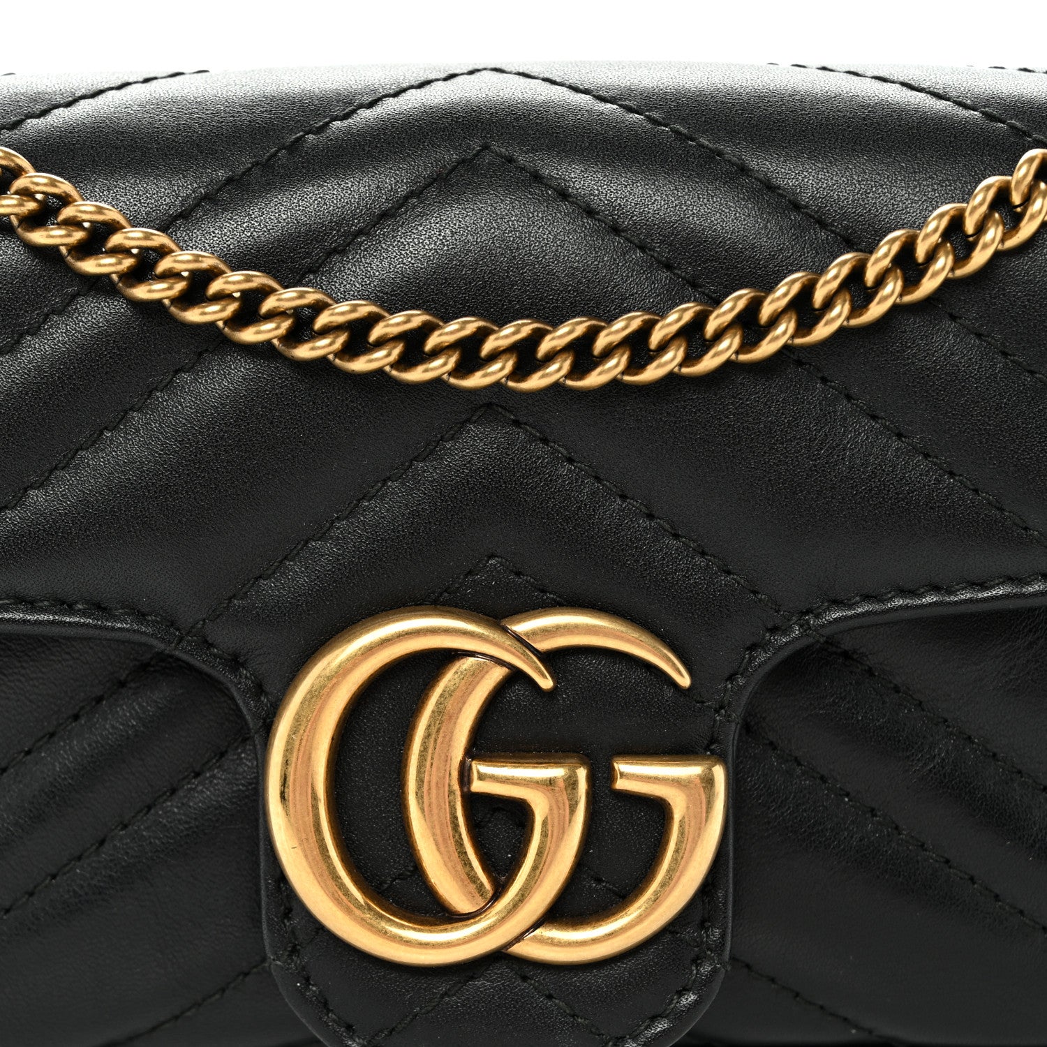 Gucci Calfskin Matelasse Super Mini GG Marmont Shoulder Bag Black 8 of 11