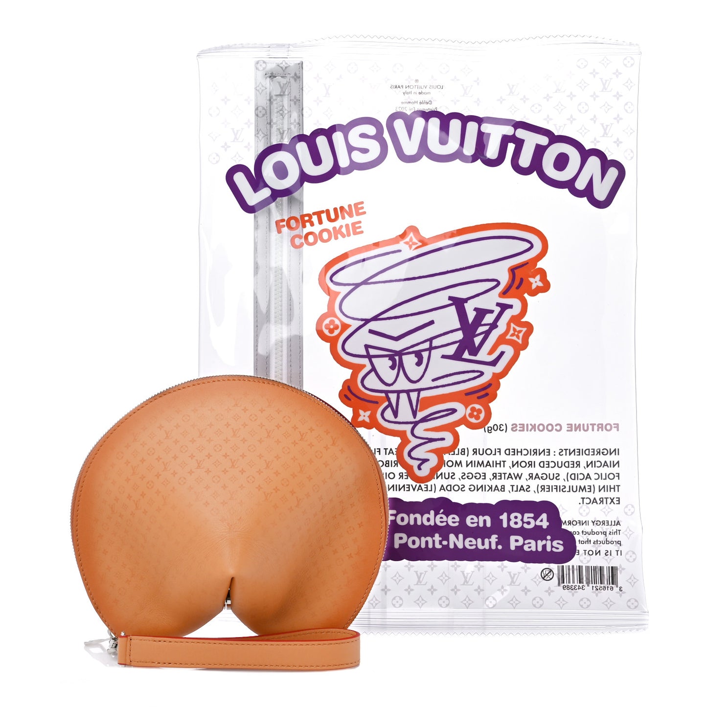 Calfskin Monogram Fortune Cookie Pouch Purple