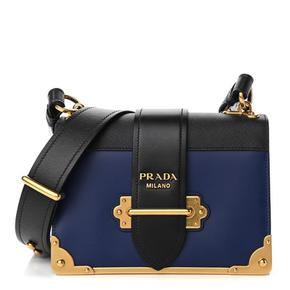 Prada City Calf Saffiano Cahier Bag Bluette Black 1 of 12