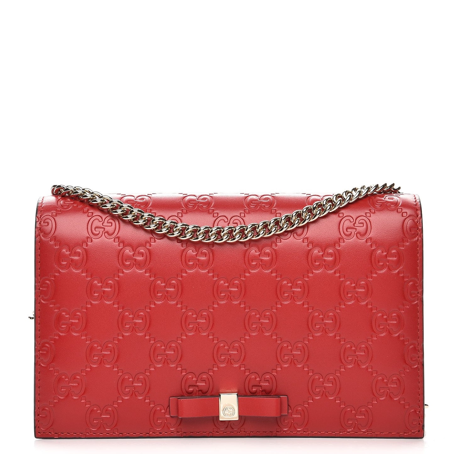 Guccissima Signature Bowy Chain Wallet Hibiscus Red