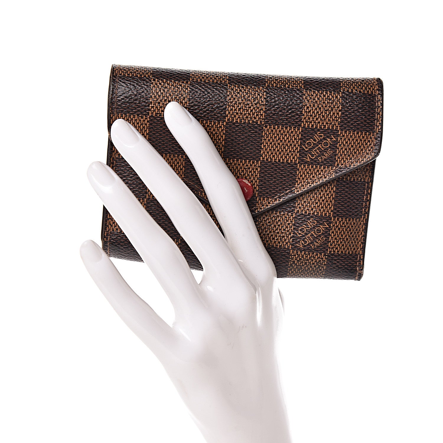 Louis Vuitton Damier Ebene Victorine Wallet Red 2 of 12