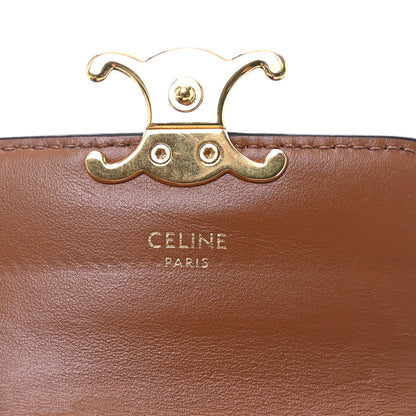 Celine Triomphe Canvas Calfskin Flap Card Holder Tan 6 of 7