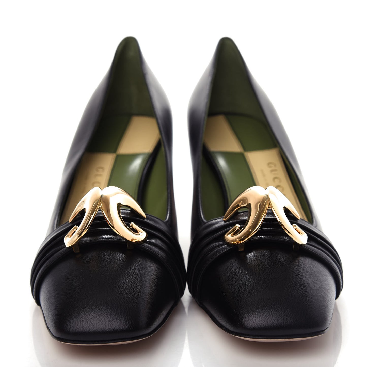 Malaga Kid Half Moon GG Square Toe Pumps 38.5 Black