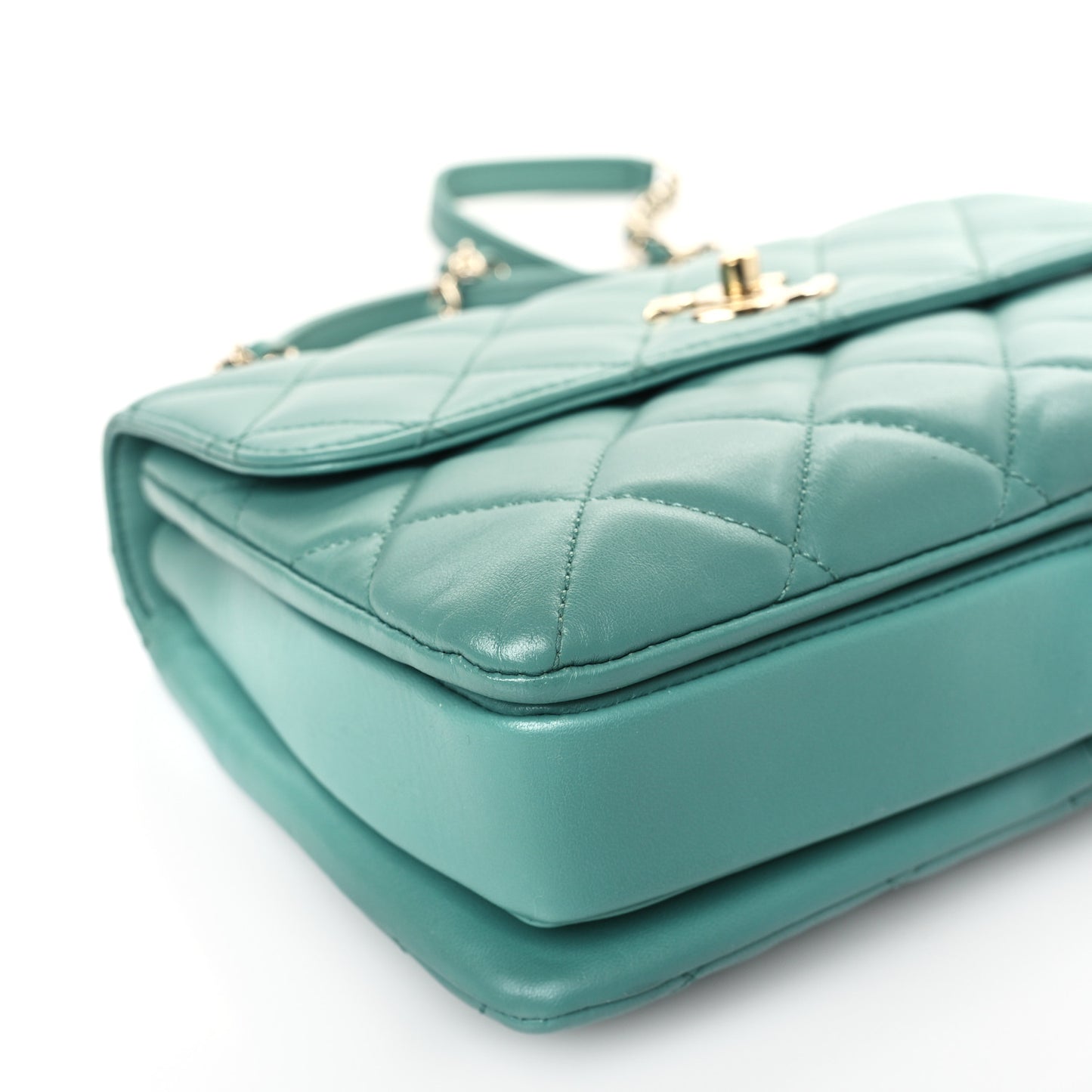 Lambskin Quilted Small Trendy CC Flap Dual Handle Bag Light Green